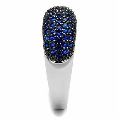 Brass Blue Sapphire Black CZ Pavé Dome Ring view 8