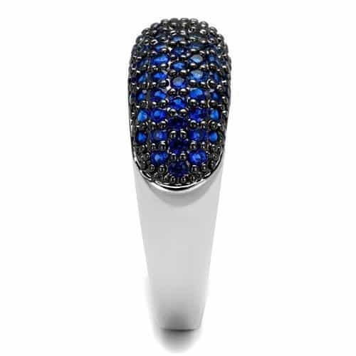 Brass Blue Sapphire Black CZ Pavé Dome Ring view 4