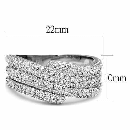 Brass CZ Pavé Multi-Row Crossover Wide Ring view 2