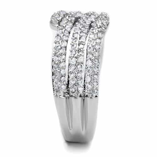 Brass CZ Pavé Multi-Row Crossover Wide Ring view 4
