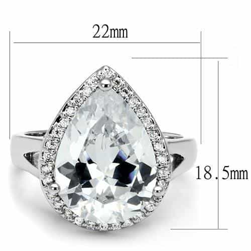 Brass CZ Pear Halo Cocktail Ring 3W1215 | The Stainless Jewelry view 6