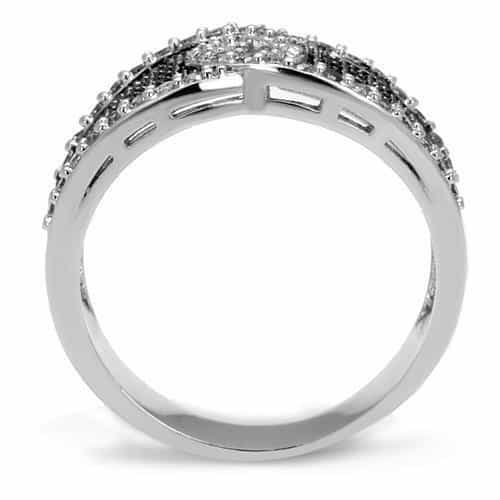 Brass Blue Sapphire White CZ Wide Circle Cutout Ring view 3
