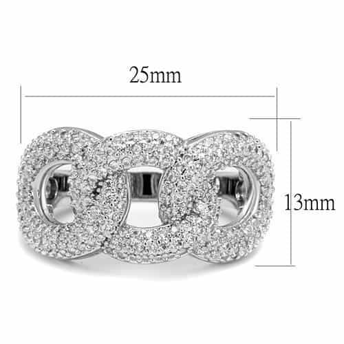 Brass CZ Pavé Interlocking Link Wide Ring | The Stainless Jewelry view 6