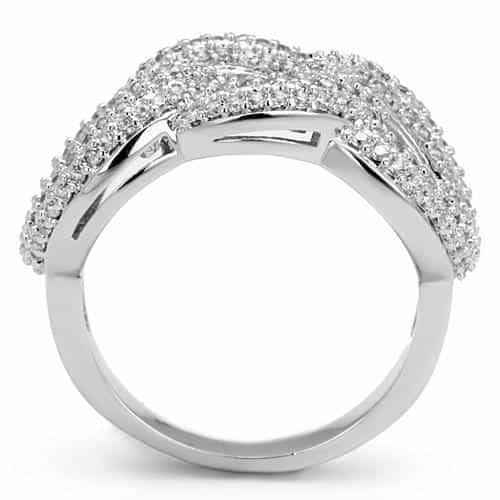 Brass CZ Pavé Interlocking Link Wide Ring | The Stainless Jewelry view 3