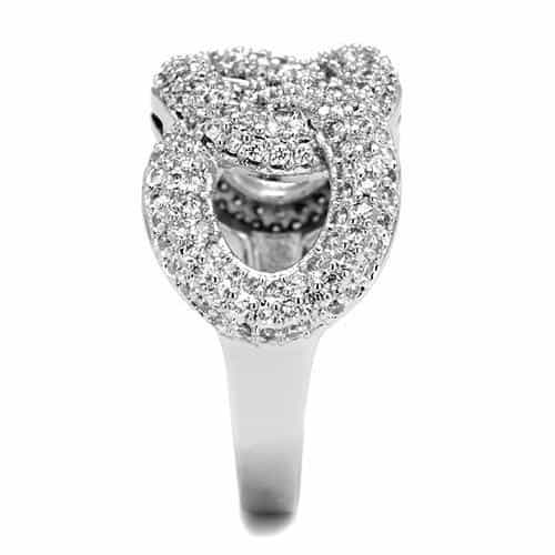 Brass CZ Pavé Interlocking Link Wide Ring | The Stainless Jewelry view 4