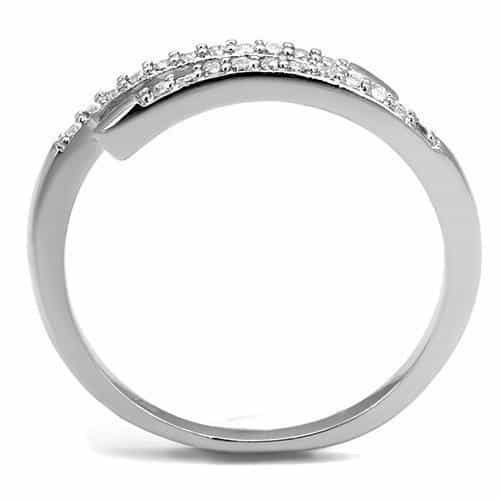 Brass CZ Wave Split Band Ring | The Stainless Jewelry view 3