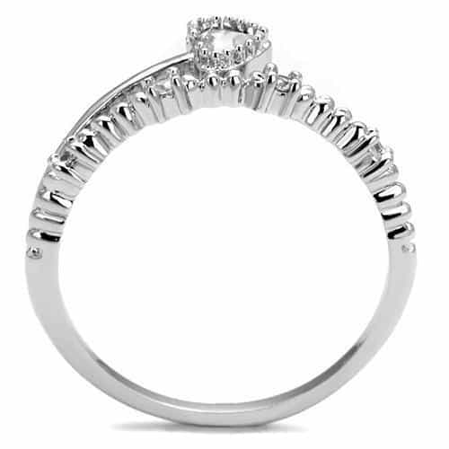 Brass CZ Pear Solitaire Pavé Band Ring 3W1223 view 7