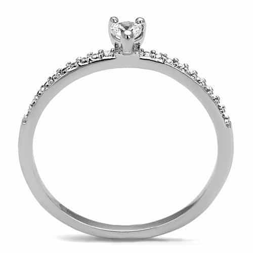 Brass CZ Round Solitaire Thin Pavé Ring | The Stainless Jewelry view 3
