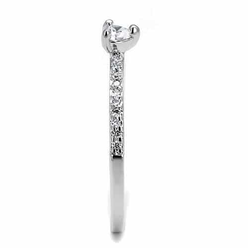 Brass CZ Round Solitaire Thin Pavé Ring | The Stainless Jewelry view 8