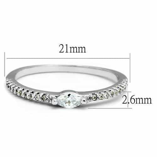 Brass CZ Marquise Solitaire Pavé Ring | The Stainless Jewelry view 6