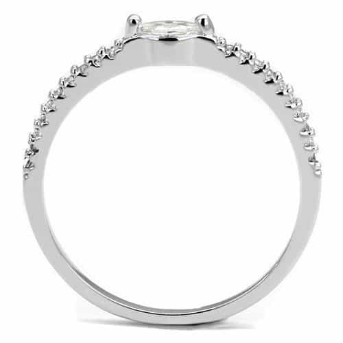 Brass CZ Marquise Solitaire Pavé Ring | The Stainless Jewelry view 7