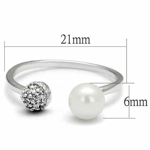 Brass Pearl CZ Ball Open Ring | The Stainless Jewelry view 2