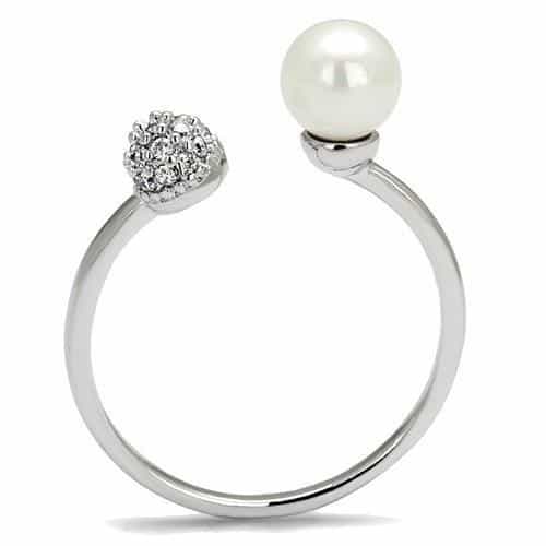Brass Pearl CZ Ball Open Ring | The Stainless Jewelry view 7