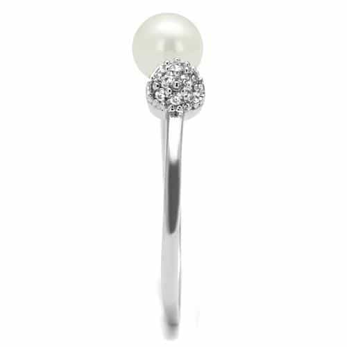Brass Pearl CZ Ball Open Ring | The Stainless Jewelry view 8