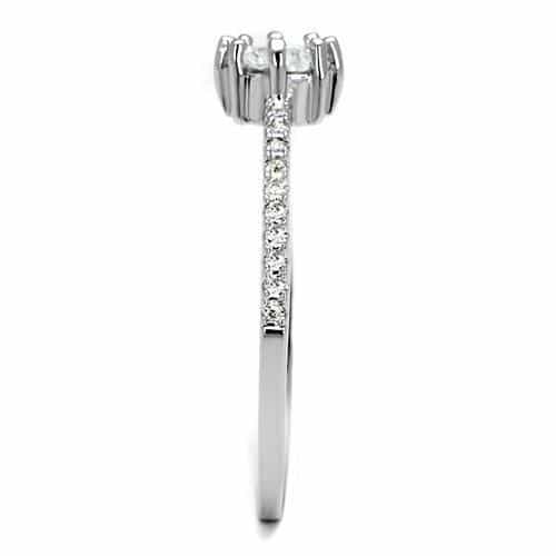 Brass CZ Round Solitaire Pavé Band Ring | The Stainless Jewelry view 4