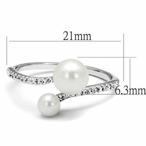 Brass Pearl CZ Open Bypass Ring 3W1236 | The Stainless Jewelry view 6