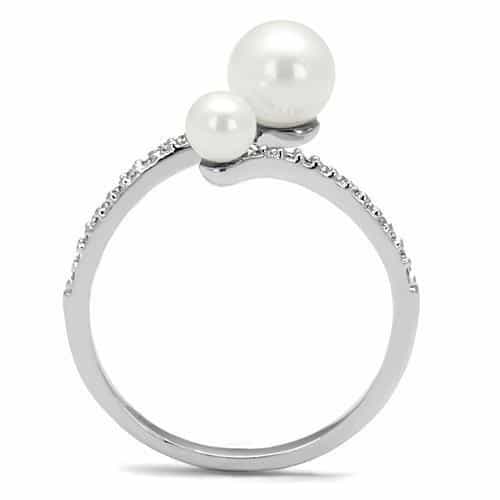 Brass Pearl CZ Open Bypass Ring 3W1236 | The Stainless Jewelry view 7