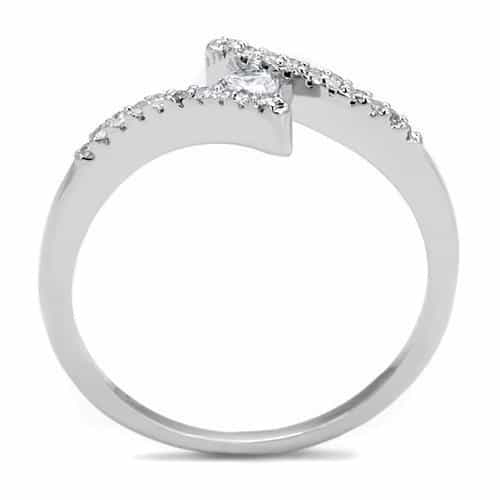 Brass CZ Round Solitaire Pavé Bypass Ring | The Stainless Jewelry view 7