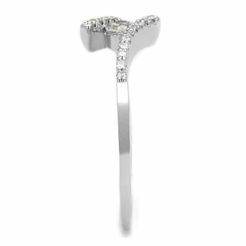 Brass CZ Round Solitaire Pavé Bypass Ring | The Stainless Jewelry view 4