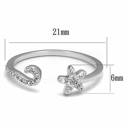 Brass CZ Seahorse Starfish Open Ring | The Stainless Jewelry view 6