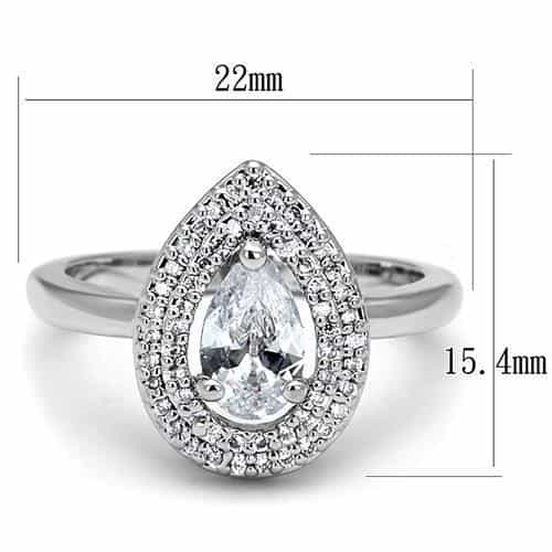 Brass CZ Pear Double Halo Ring 3W1242 | The Stainless Jewelry view 6