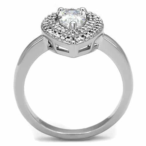Brass CZ Pear Double Halo Ring 3W1242 | The Stainless Jewelry view 3