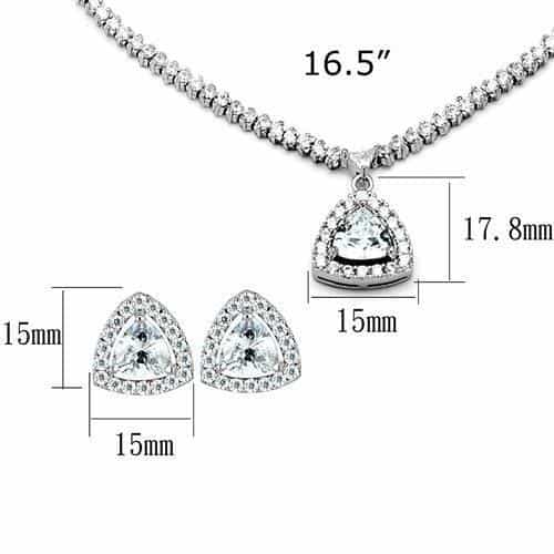 Brass CZ Pear Pendant Stud Set Pendant | The Stainless Jewelry view 6