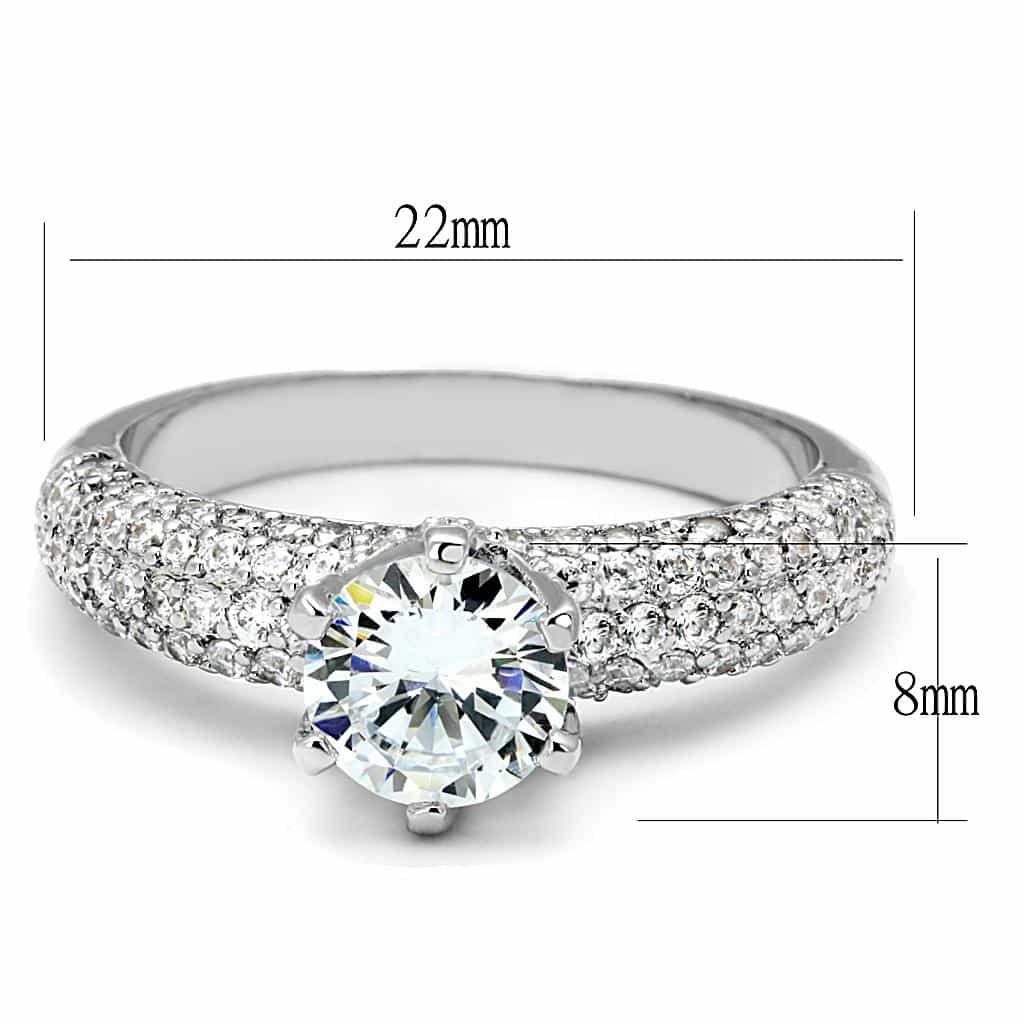 Brass CZ Round Solitaire Multi-Row Pavé Ring view 6