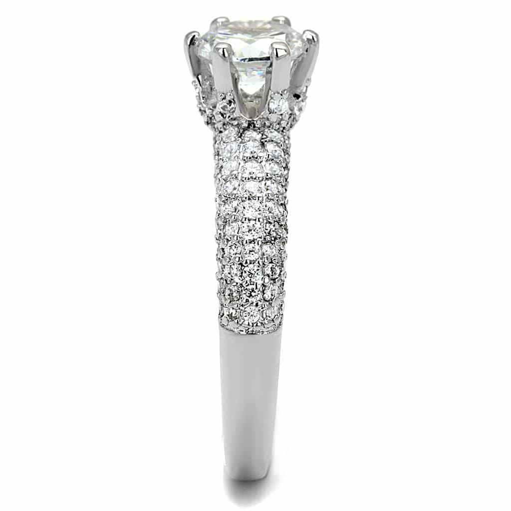 Brass CZ Round Solitaire Multi-Row Pavé Ring view 8