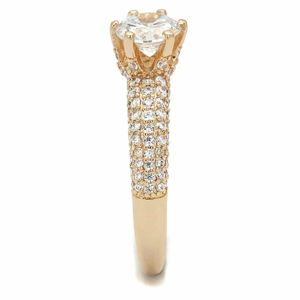 Brass Rose Gold CZ Round Solitaire Pavé Ring view 8