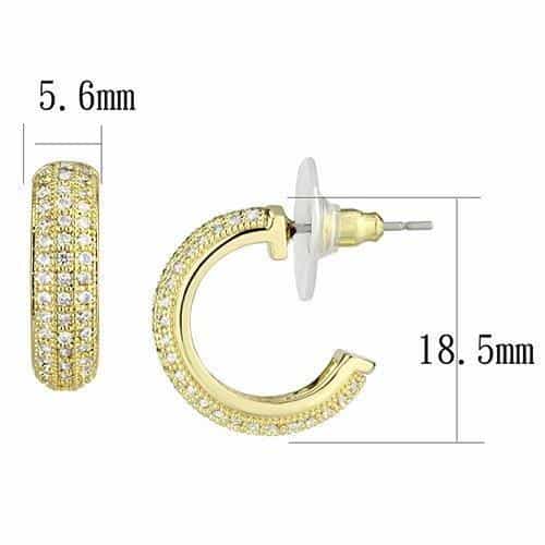 Brass Gold CZ Huggie Hoop Earrings | The Stainless Jewelry view 2