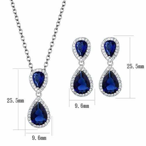 Brass Sapphire CZ Pear Drop Set | The Stainless Jewelry view 5