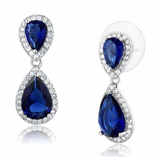 Brass Sapphire CZ Pear Drop Set | The Stainless Jewelry view 6