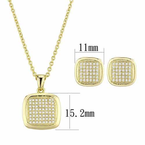 Brass Gold CZ Cushion Pavé Pendant Set Pendant view 2