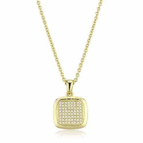 Brass Gold CZ Cushion Pavé Pendant Set Pendant view 4