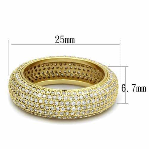 Brass Gold CZ Full Pavé Wide Eternity Ring view 2