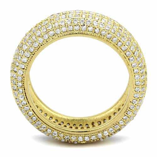 Brass Gold CZ Full Pavé Wide Eternity Ring view 3