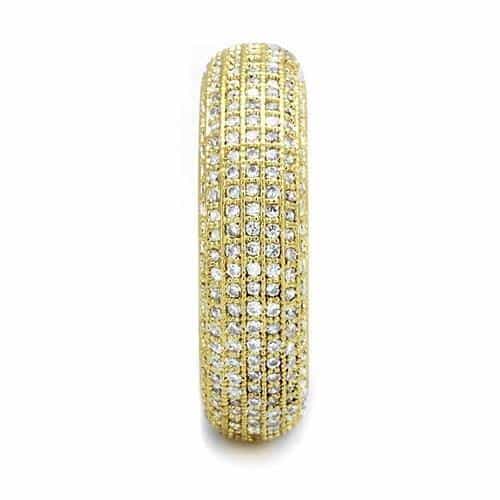 Brass Gold CZ Full Pavé Wide Eternity Ring view 4
