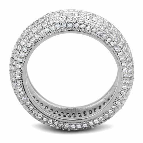 Brass CZ Full Pavé Dome Eternity Ring | The Stainless Jewelry view 3