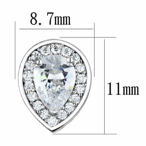 Brass CZ Pear Halo Stud Earrings 3W1275 | The Stainless Jewelry view 2