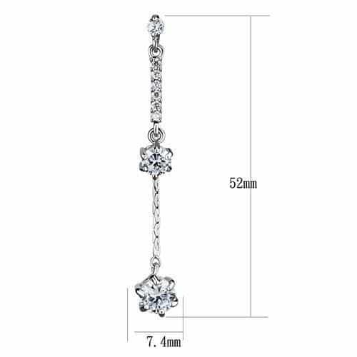 Brass CZ Linear Multi-Stone Drop Earrings | The Stainless Jewelry view 2