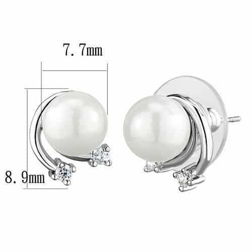 Brass Pearl CZ Curved Accent Earrings | The Stainless Jewelry view 2