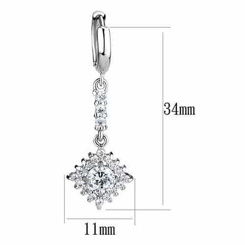 Brass CZ Round Cluster Starburst Huggie Drop Ring view 2