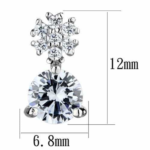 Brass CZ Round Oval Triple Drop Earrings | The Stainless Jewelry view 2
