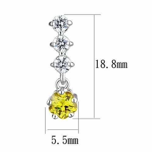 Brass Yellow CZ Round Triple Drop Earrings view 2