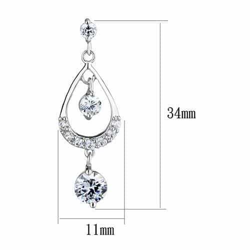 Brass CZ Teardrop Open Frame Drop Earrings view 2