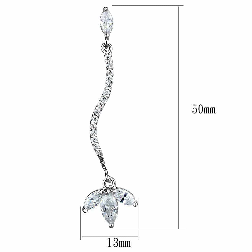 Brass CZ Marquise Leaf Pavé Linear Drop Ring view 2