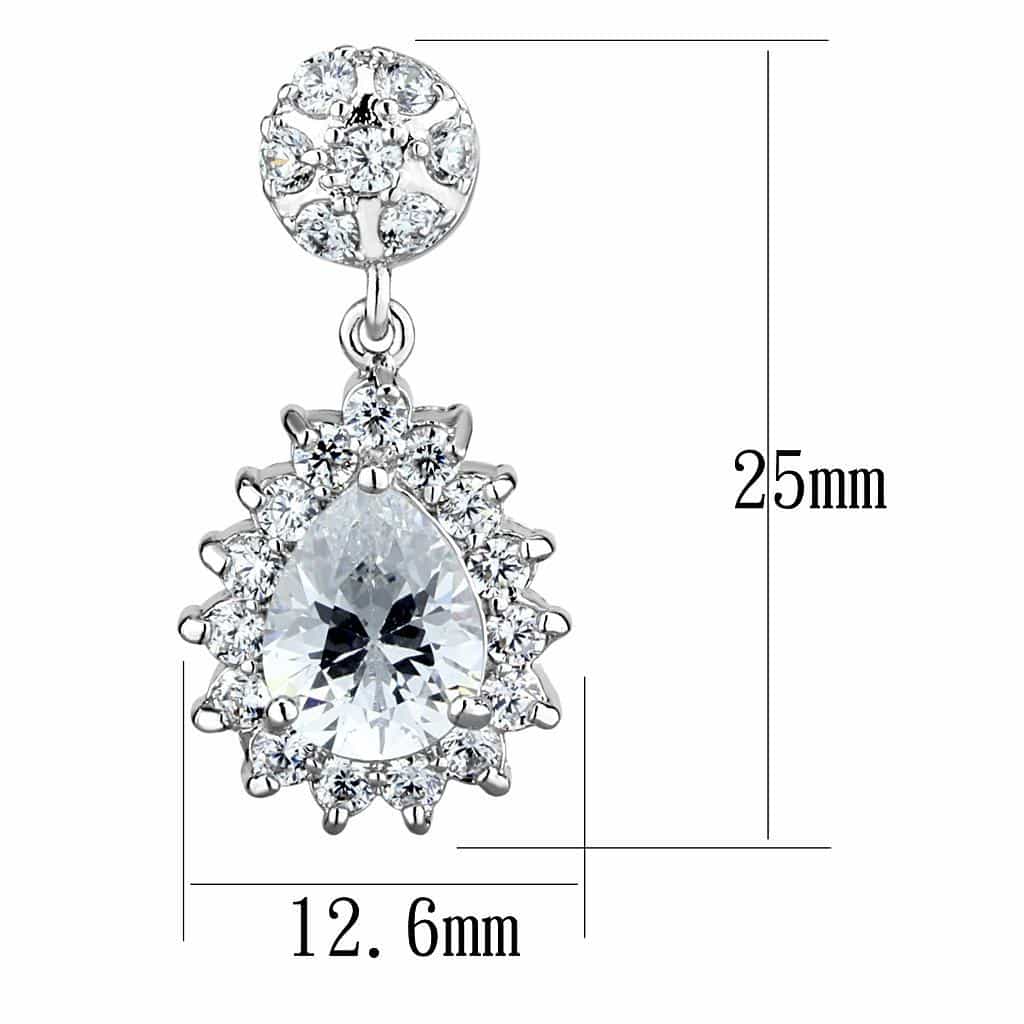 Brass CZ Oval Sunburst Halo Drop Earrings | The Stainless Jewelry view 2