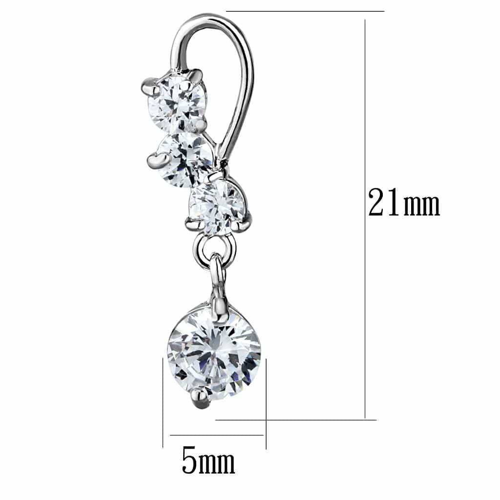 Brass CZ Triple Round Graduated Hook Drop Earrings view 2