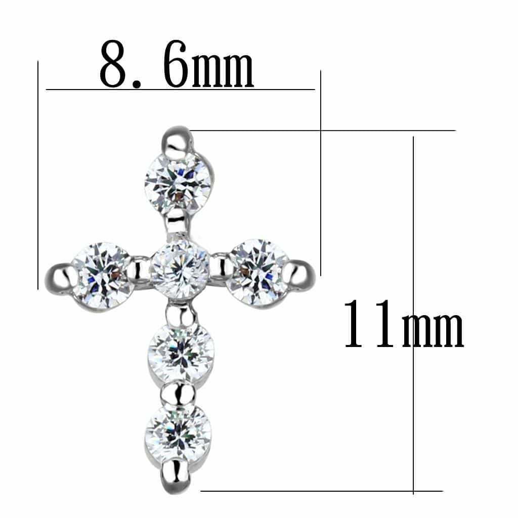 Brass CZ Cross Stud Earrings 3W1294 | The Stainless Jewelry view 2